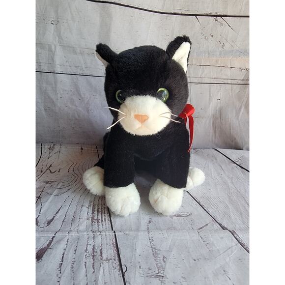 1999 TY Beanie Buddies ZIP Tuxedo Cat Plush Toy w/Bow & Tags Vintage Collectible - Picture 1 of 8
